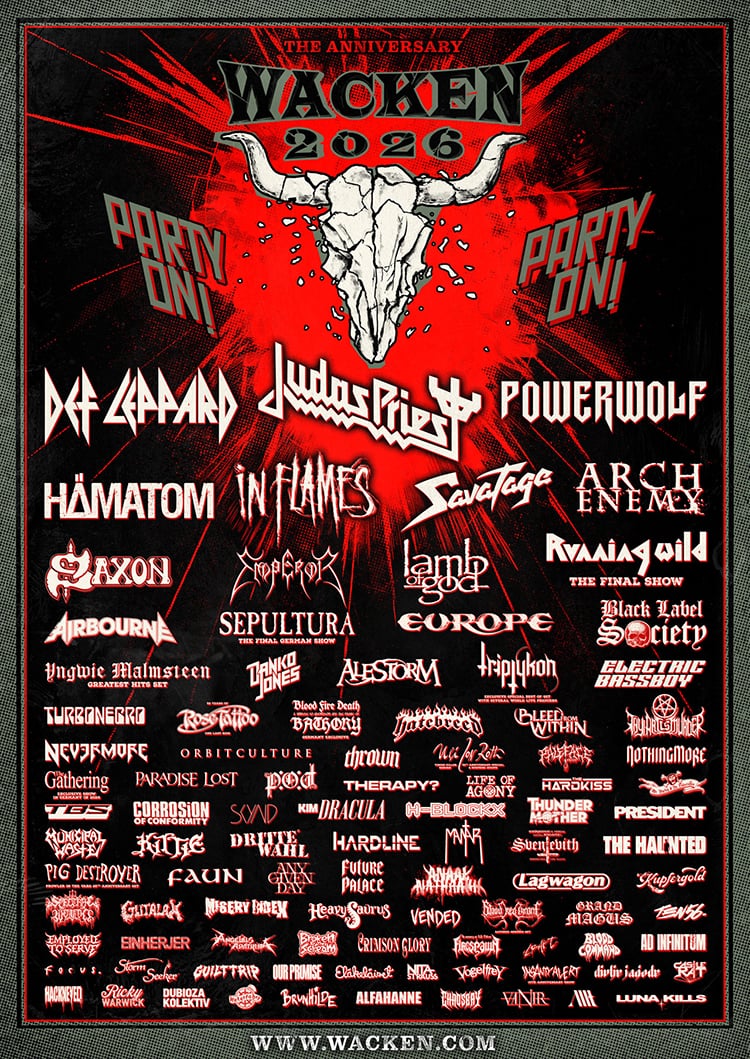 Wacken Open Air 2026 Bandposter